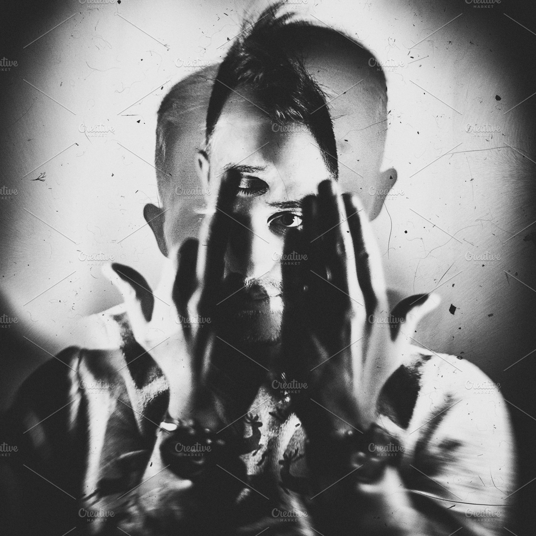 Men portrait double exposure featuring double, exposure, and man, a Person Photo by kosmopolya