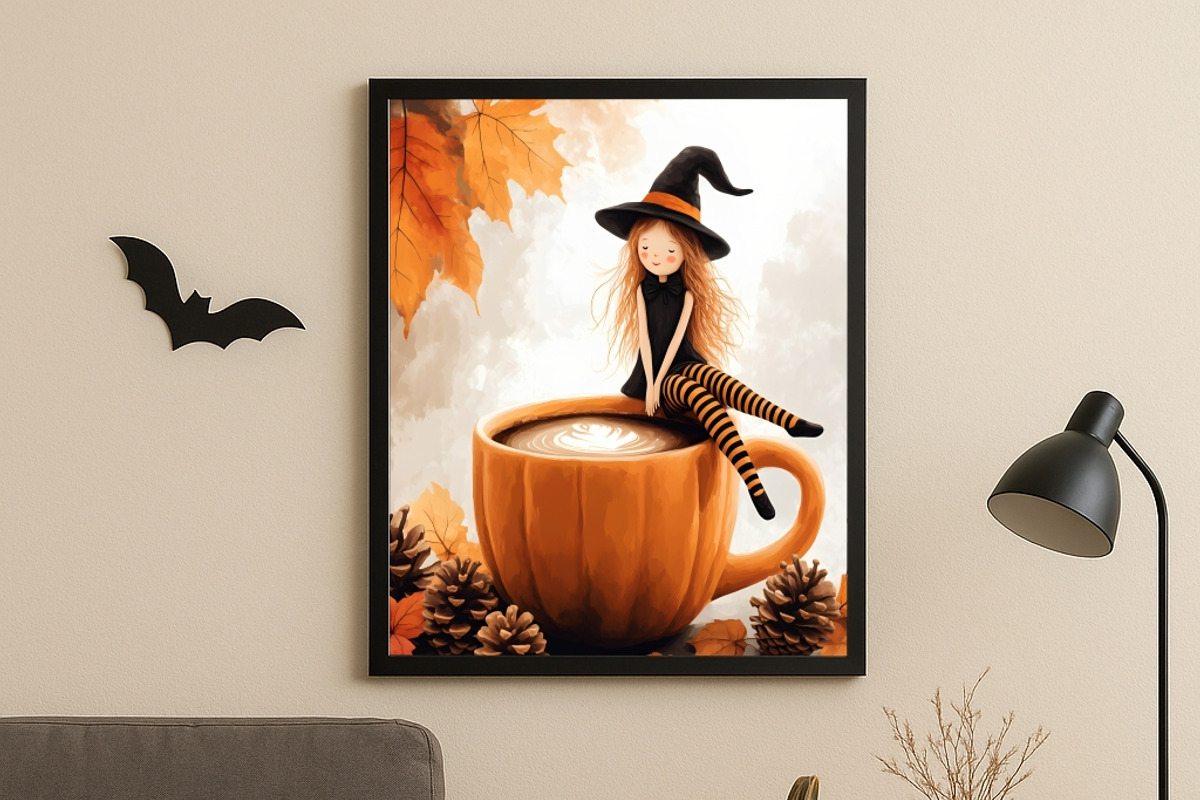Autumn Witch on Pumpkin Cup, a Seasonal Illustration by Floraphoria (Photo 6 of 14)