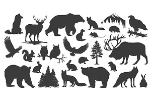 Wild forest animals silhouettes, an Animal Illustration by Valerie Bodnar