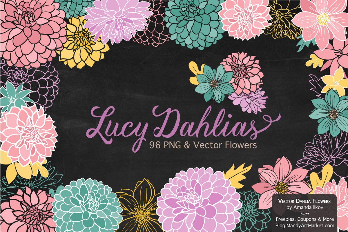Summer Dahlia Vectors & Clipart, an Illustration by Amanda Ilkov (Photo 2 of 4)