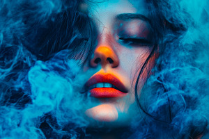 Woman's Face in Colorful Smoke, a Person Photo by Ales Munt
