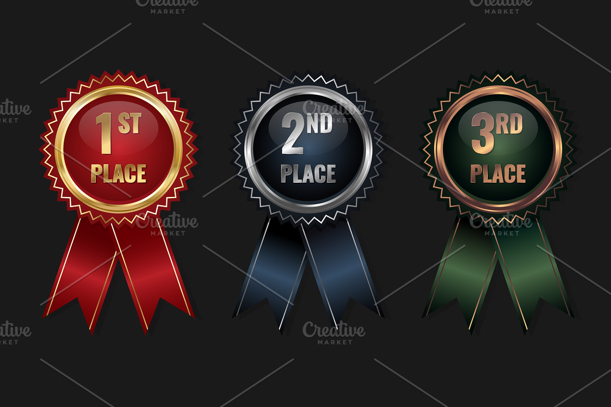 Gold Silver and Bronze Medal Badges, a Decorative Illustration by PsychocheArt (Photo 2 of 3)