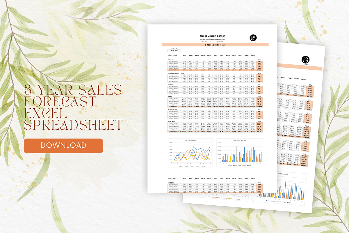 3 Year Sales Forecast Spreadsheet, a Templates & Theme by Designbudy (Photo 3 of 7)