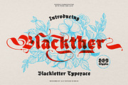Blackther Typeface, a Blackletter Font by alit design (Thumbnail 1 of 20)