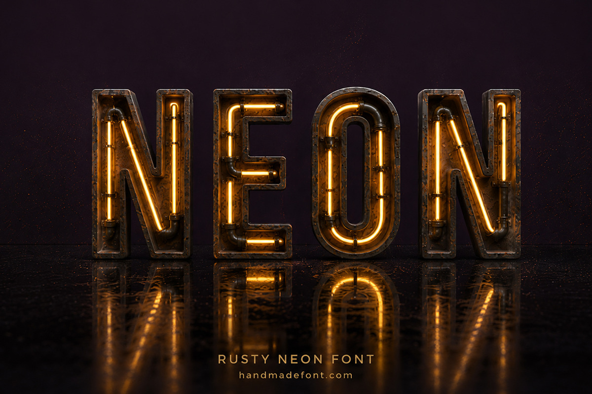 Rusty Neon Font, a Sans Serif Font by Handmadefont (Photo 11 of 19)