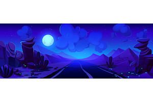 Night Summer Desert Road