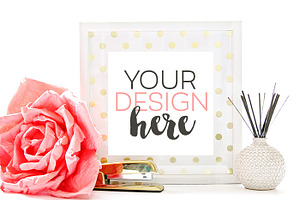 Large Rose + Frame Styled Photo, a Print Template by Jessica Weible Studios