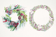 Christmas watercolor wreaths, a Decorative Illustration by soolima (Thumbnail 4 of 9)