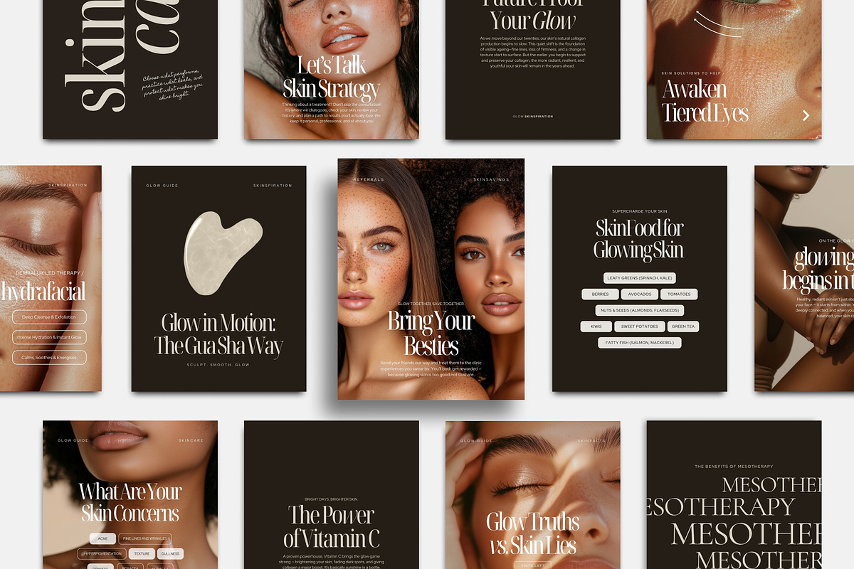 300 Skincare Instagram Templates, a Social Media Template by COCO Designs (Photo 1 of 19)