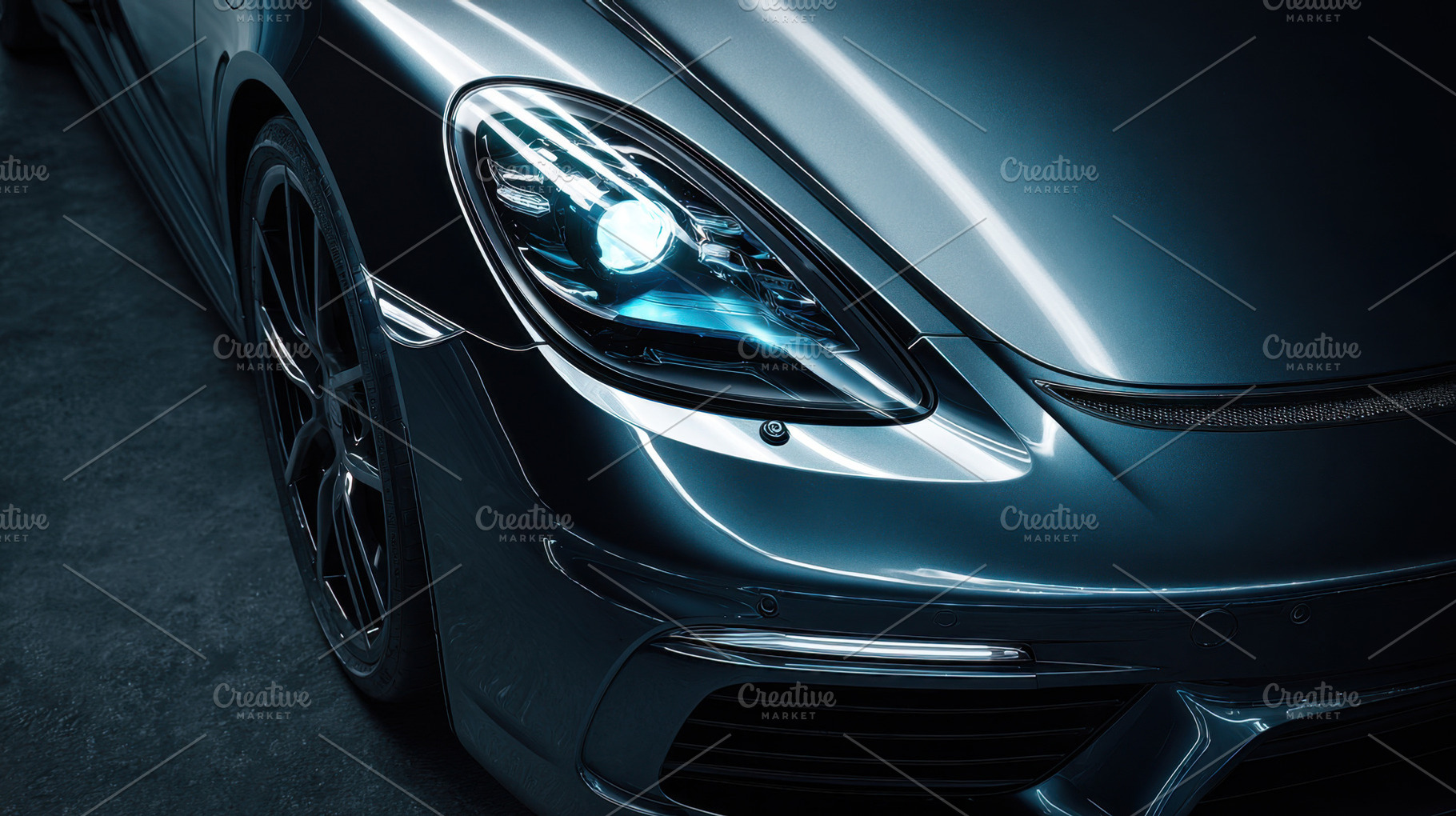 Car parked in garage at night, a Photo by Beautiful things