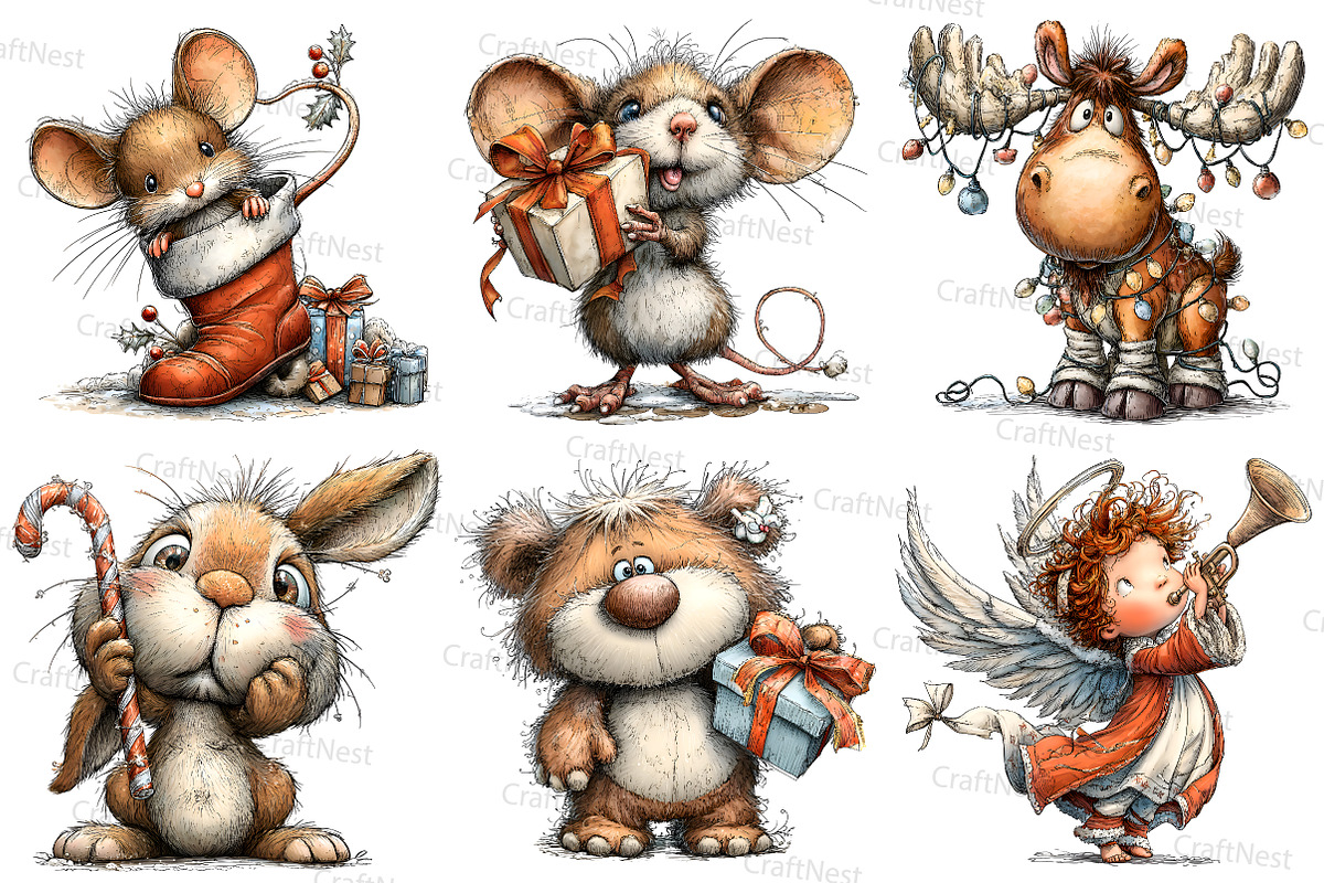 Playful Christmas Clipart, an Illustration by Craft Nest (Photo 6 of 7)
