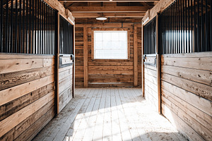 Rustic wooden horse stable interior, an Architecture Photo by MistyDay