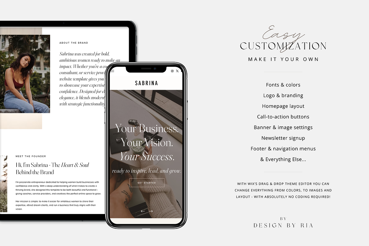 Sabrina Wix Website Template, a Wix Template by Design By Ria (Photo 3 of 6)