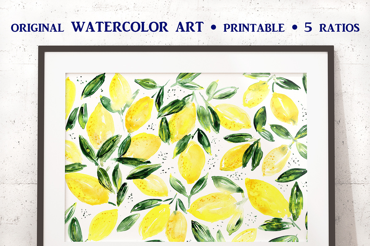 Watercolor lemon print, a Pattern Graphic by Katerina Tova (Photo 2 of 2)