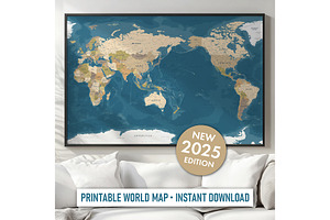 Vector World Map - Pacific View