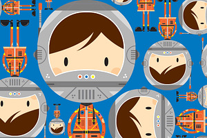 Cartoon Astronaut Pattern