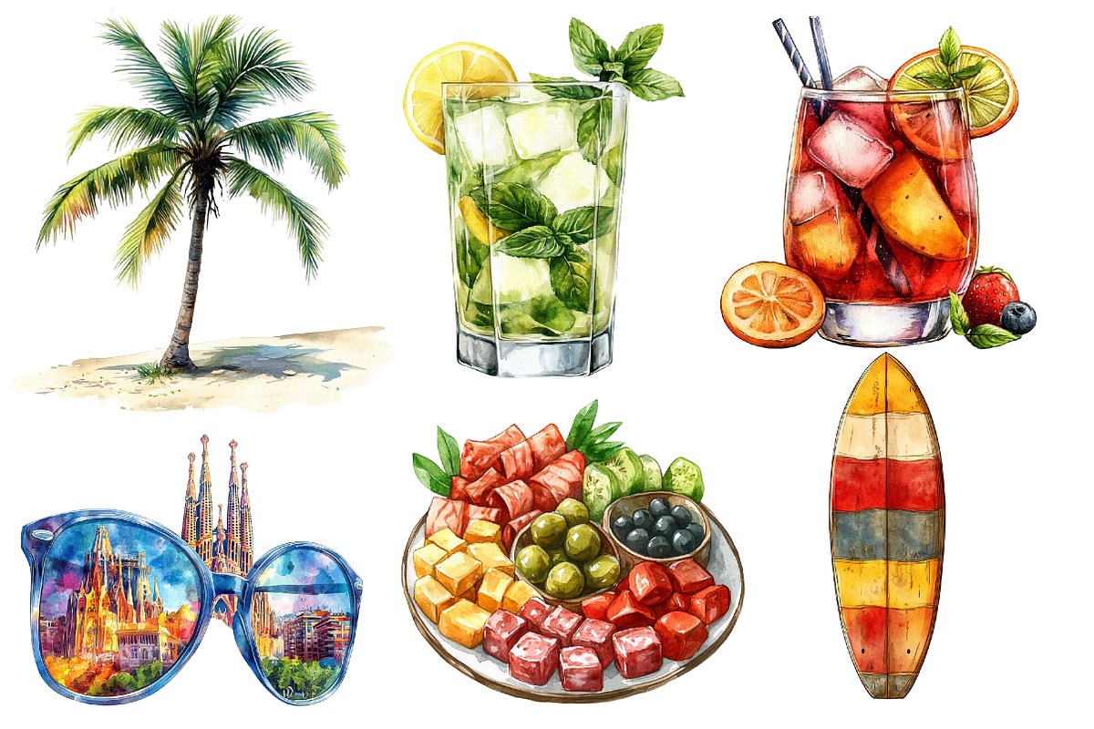 Summer Watercolor  Clipart, an Illustration by Designworld (Photo 4 of 5)