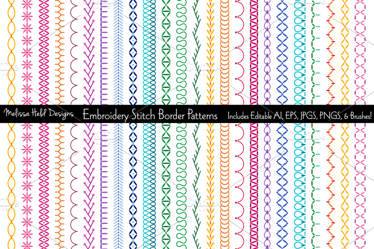 Embroidery Stitch Border Patterns, a Graphic by Melissa Held Designs (Photo 1 of 4)