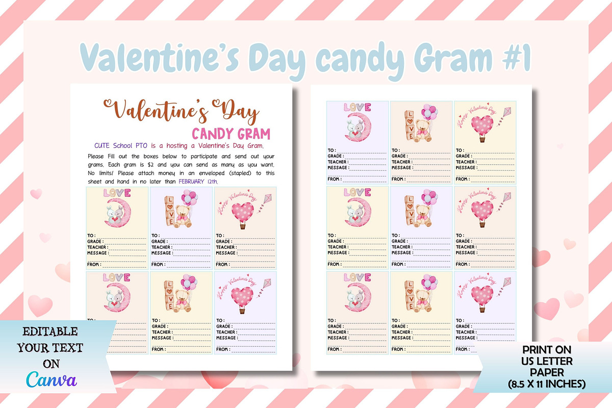 Editable Valentine's Day Candy Grams, a Templates & Theme by Adalin Shop (Photo 2 of 6)