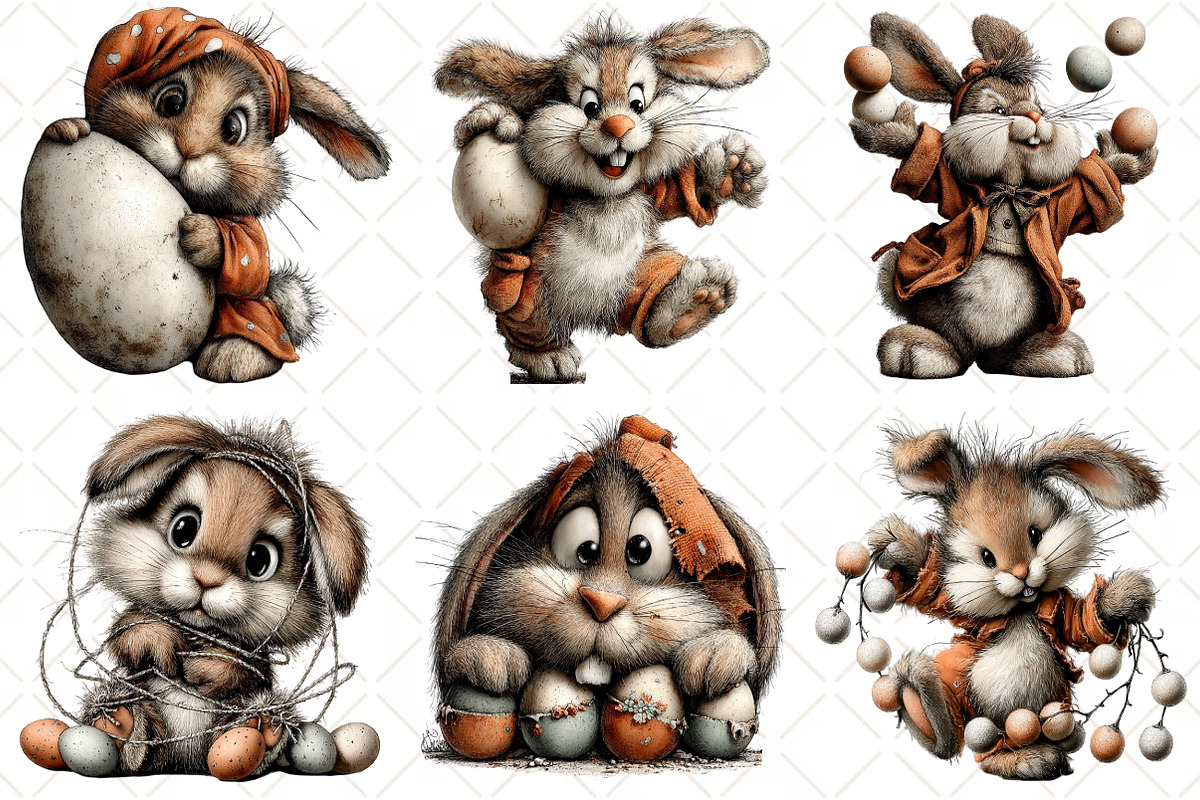 Quirky Easter Bunny Clipart, an Illustration by Black Bird Studio (Photo 3 of 6)