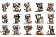 Halloween Mummy Cat Clipart, a Seasonal Illustration by OK Design (Thumbnail 3 of 6)