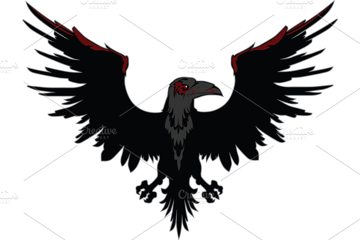Angry Dark Raven, an Animal Illustration by Mak_Art