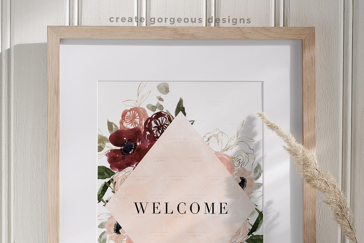 Burgundy Blush Floral Clip Art PNG, a Texture Illustration by Essem Creatives (Photo 3 of 9)