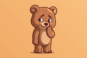 Shy Bear Cartoon Character, an Animal Illustration by Gumrega Studio