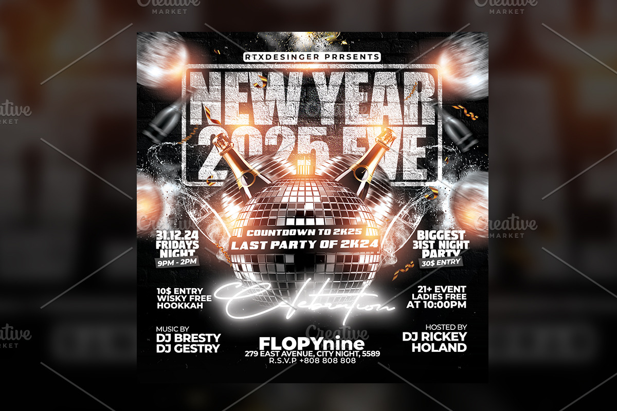 New Year Party Flyer Template, a Flyer Template by RTXdesinger99 (Photo 2 of 3)