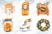 Cozy Tangerine Winter Clipart, an Illustration by designcity5 (Thumbnail 3 of 5)