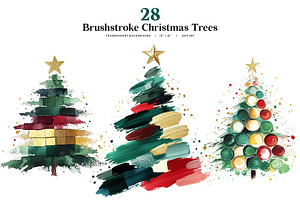 Brushstroke Christmas Tree Clipart