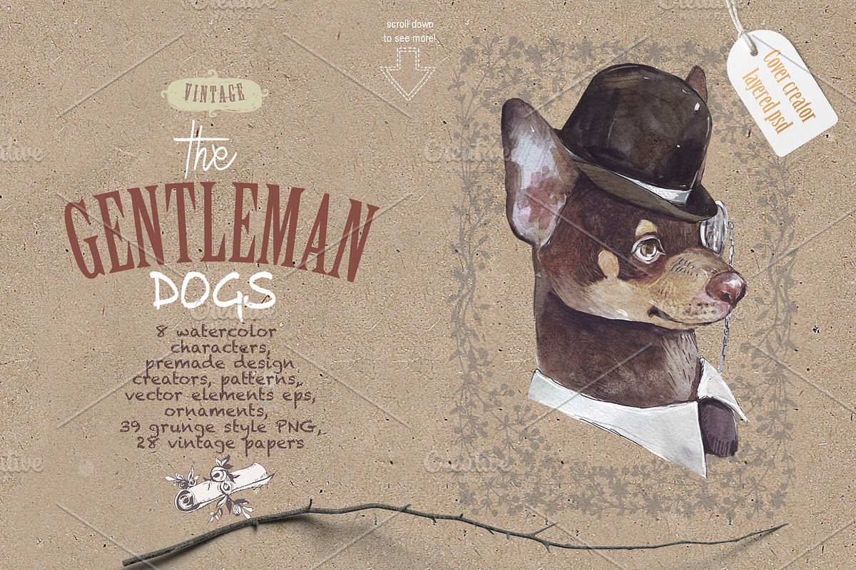 GENTLEMAN DOGS SET, an Object Graphic by Alisa Mikibith Art (Photo 3 of 10)