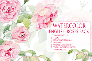 Watercolor vintage roses, a Pattern Graphic by WatercolorArt