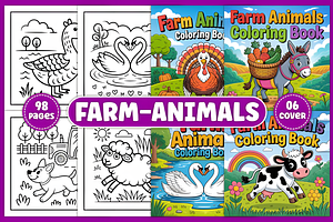 Funny Farm Animals Coloring Book, an Animal Illustration by Coco Bloom