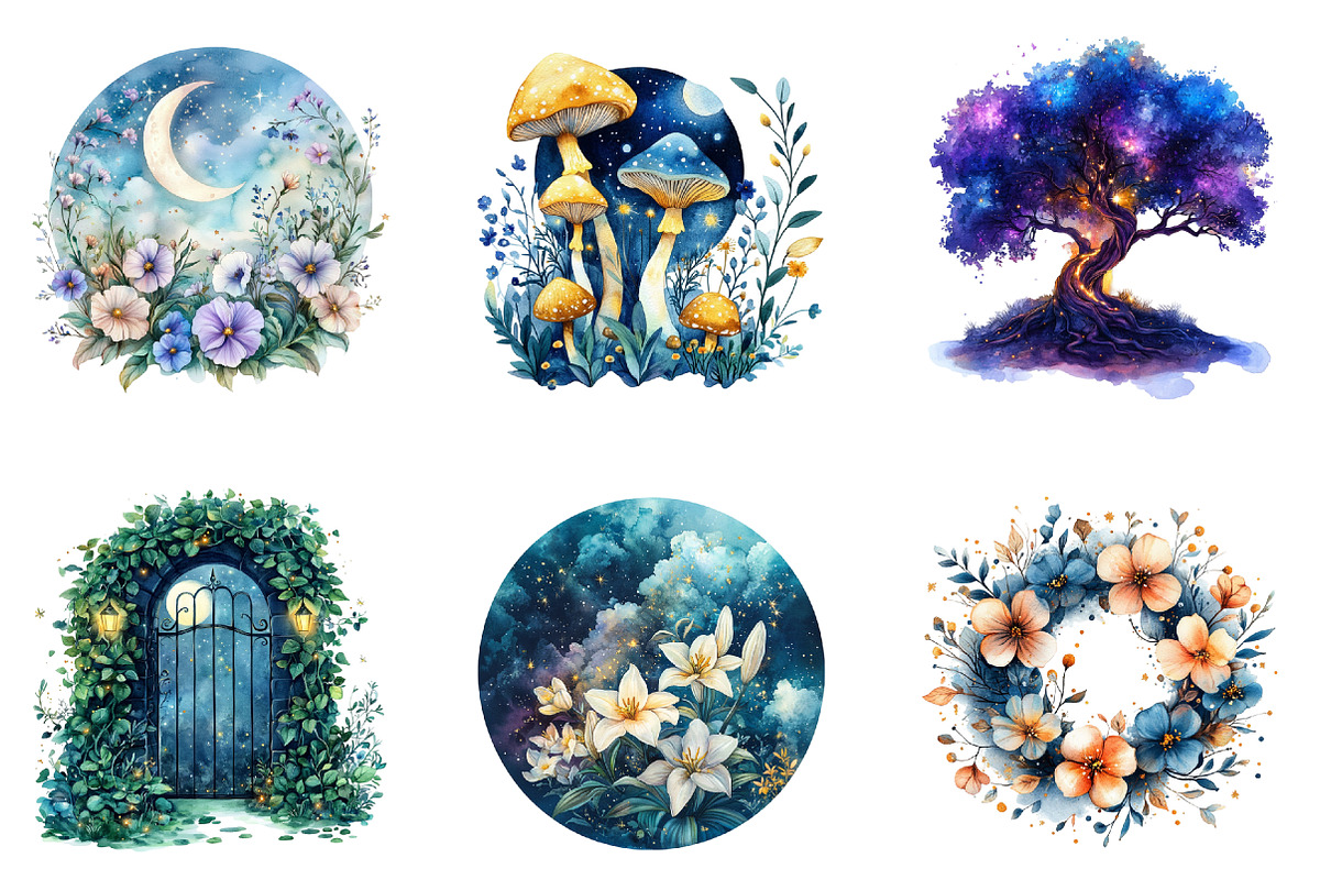 Magical Celestial Garden Clipart, an Illustration by SinaCreation (Photo 3 of 5)