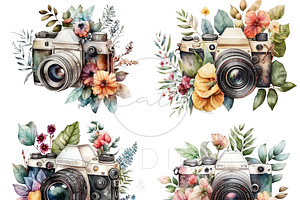 Photocamera With Flowers Clip Art