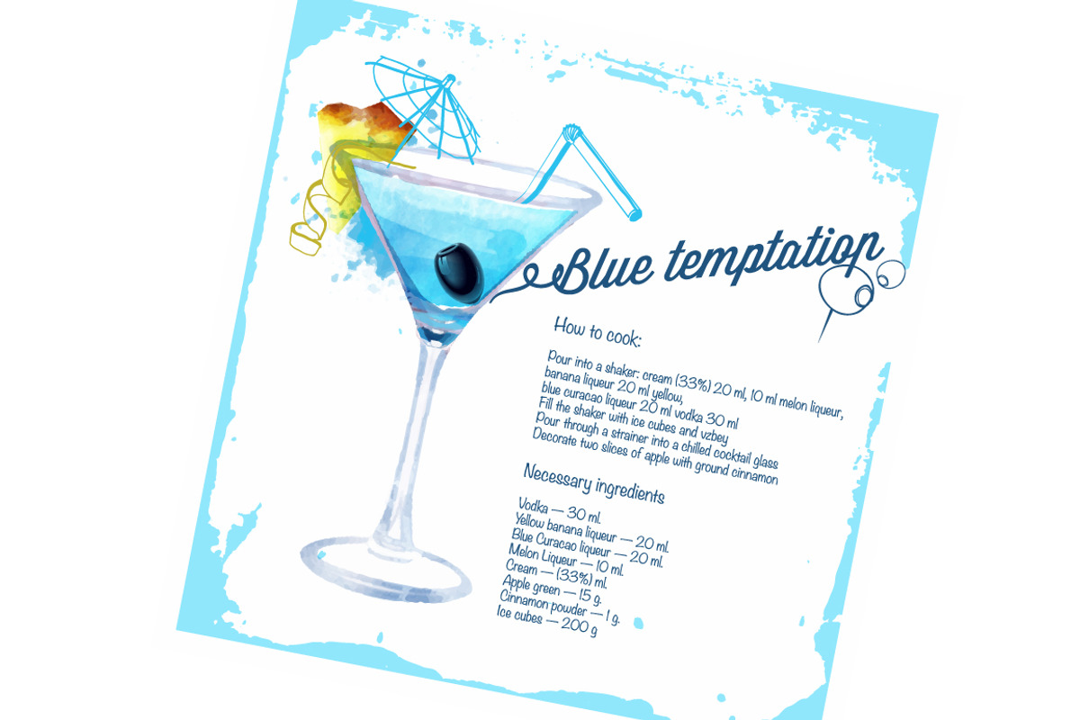 Watercolor set cocktails a cooking, a Food Illustration by Vikpit (Photo 10 of 11)