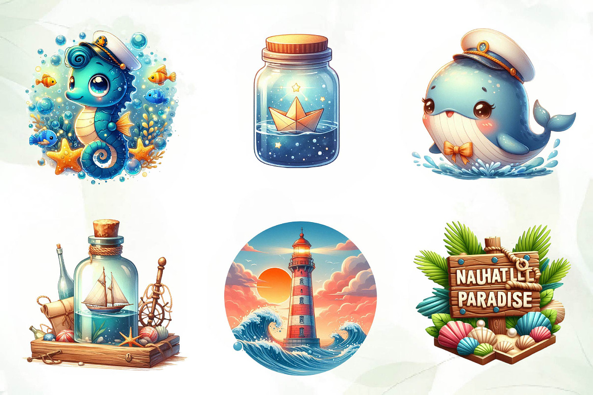 Summer Nautical Collection Clipart, an Illustration by CreationArt (Photo 2 of 7)