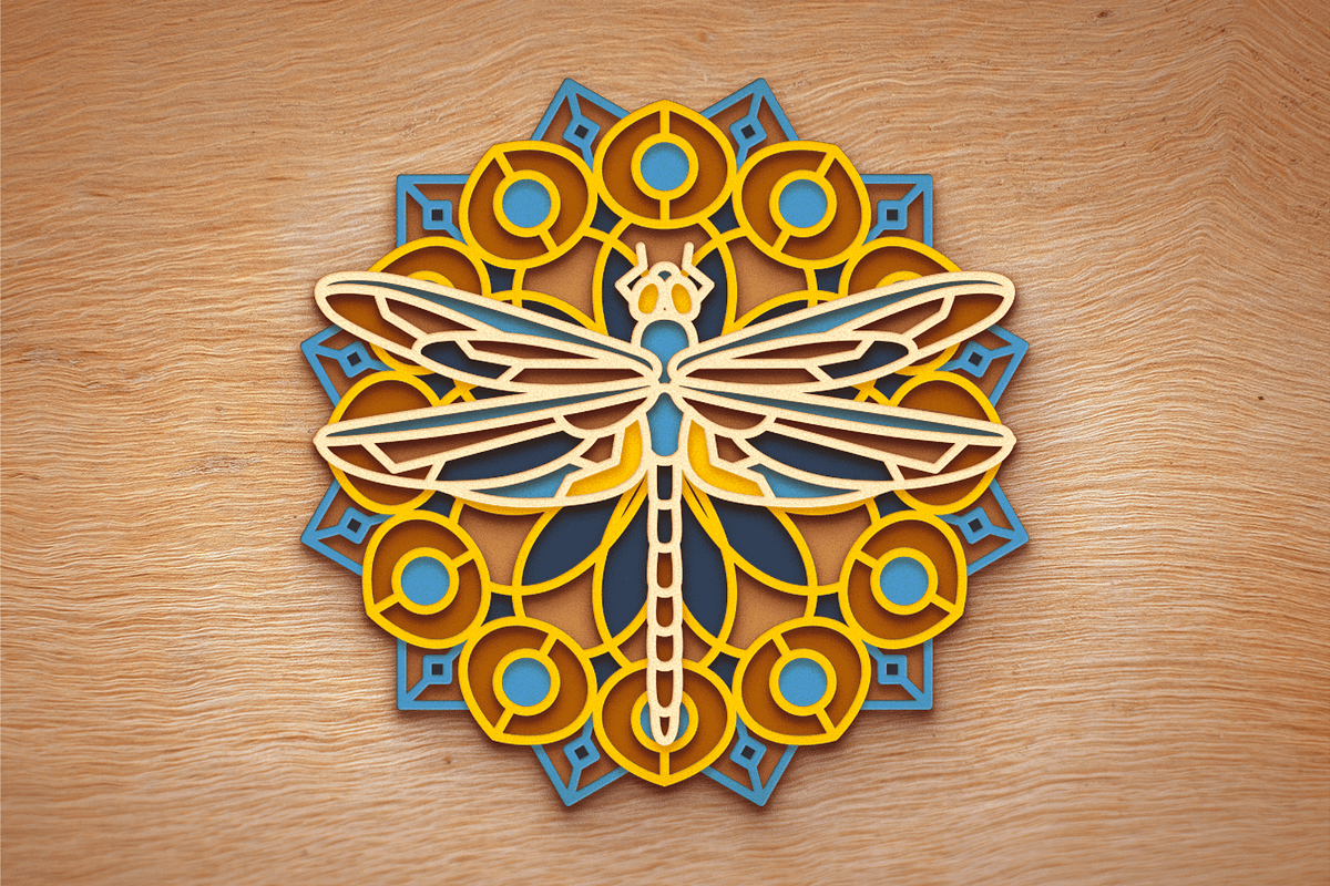 Dragonfly 3D Mandala - Laser cut, an Object Graphic by Arshad Ali (Photo 4 of 8)