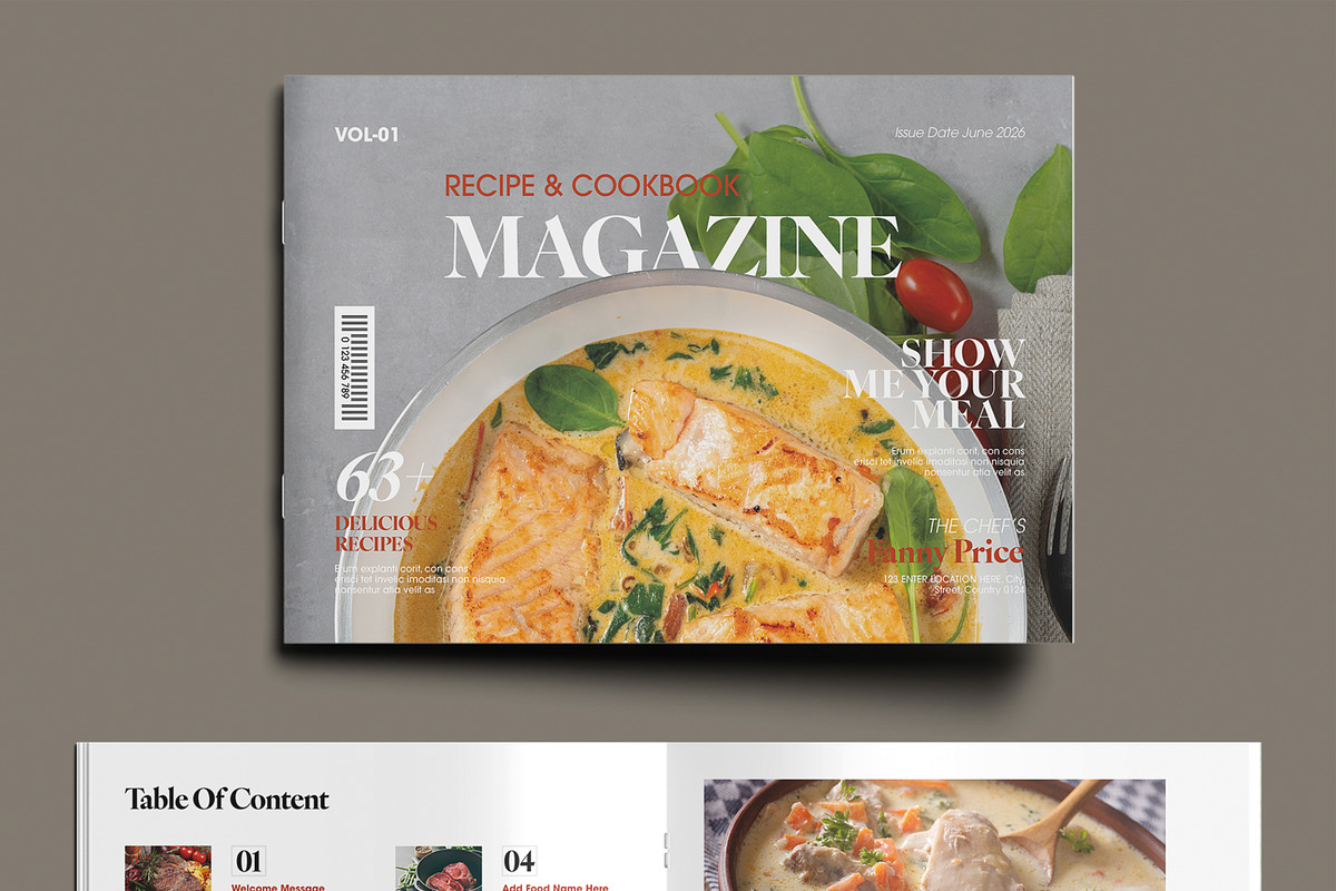 Modern Cookbook Magazine with Recipe, a Magazine Template by MightyDesign (Photo 2 of 9)