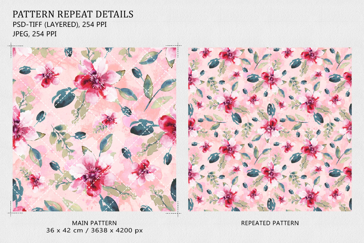Watercolor Flowers Seamless Pattern, a Pattern Graphic by Gullenda (Photo 2 of 6)