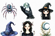 Watercolor Whimsigoth Halloween PNG, an Illustration by Craft Nest (Thumbnail 4 of 6)