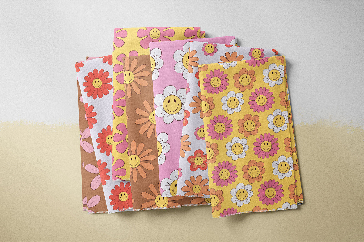 Smiley Flowers Retro Patterns, a Pattern Graphic by Tiger and Flower (Photo 13 of 20)