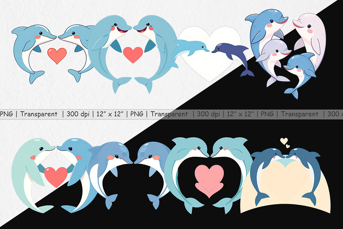 Clipart Love Dolphin, a Graphic by Artnoy (Photo 2 of 5)