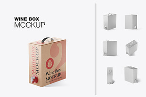 Wine Carton Box with Dispenser Mocku, a Pens & Pencil Mockup by OneVectorStock