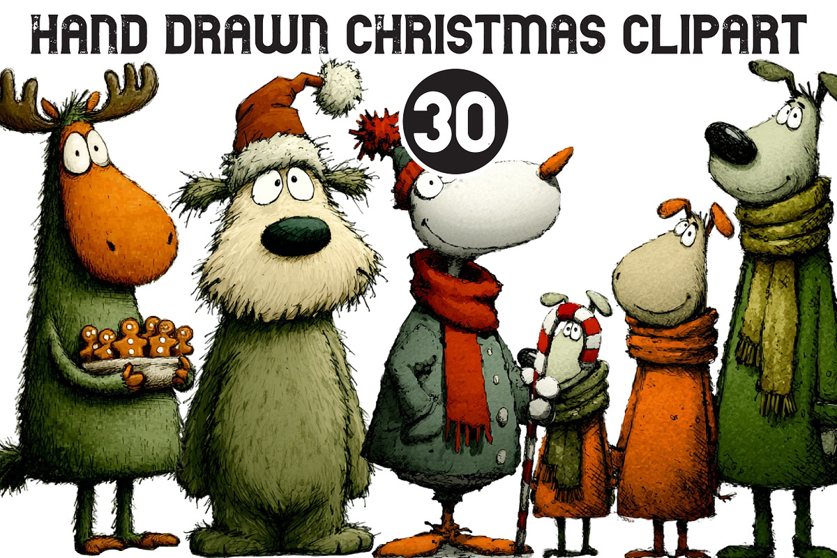 Hand Drawn Christmas Clipart, an Illustration by Black Bird Studio (Photo 1 of 6)