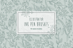 92 HandDrawn Ink Illustrator Brushes
