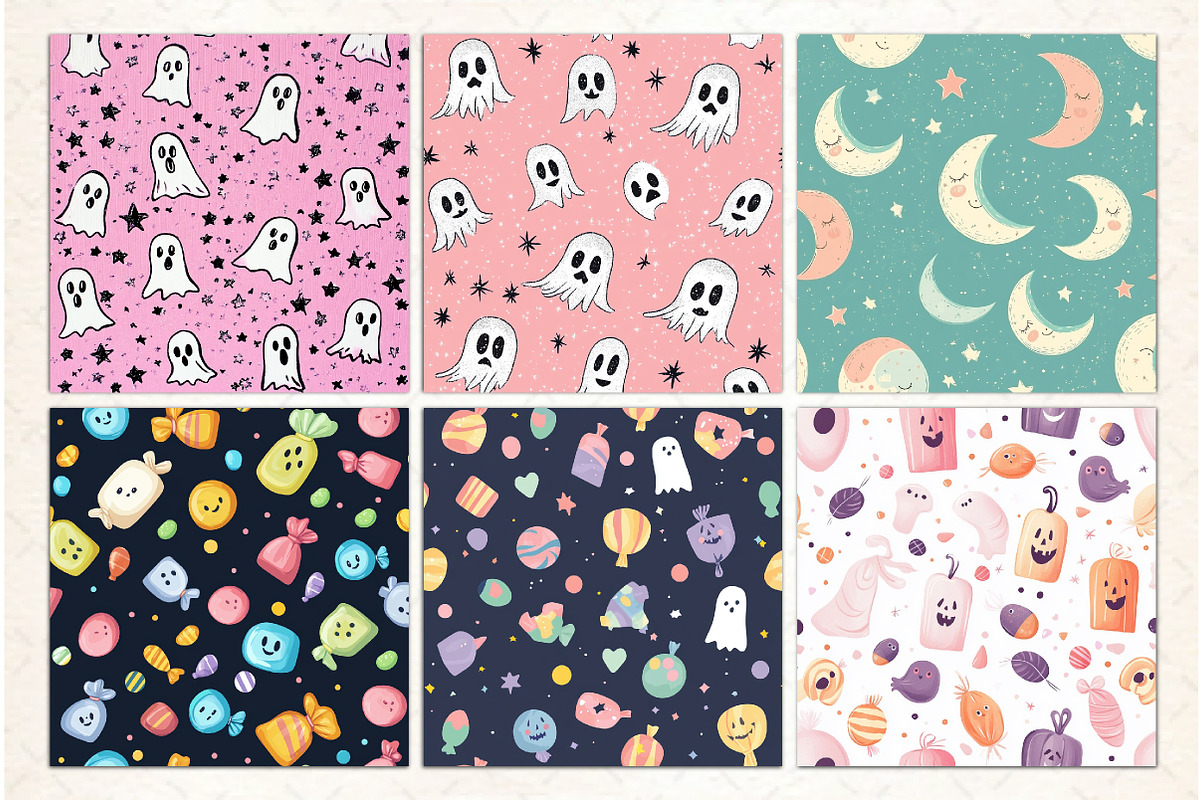Cute Pastel Halloween Printable Patt, a Pattern Graphic by Libby Wishes