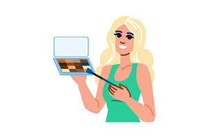 Smiling woman holding eyeshadow, an Object Illustration by pikepicture