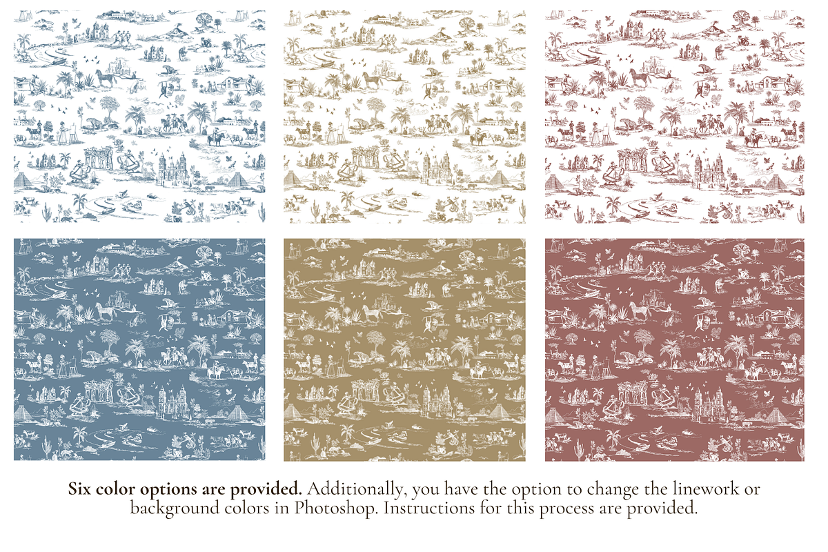 Mexico Toile de Jouy Pattern, a Background Graphic by Hughes Studio (Photo 2 of 8)